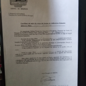 1996 - Сертификат о прохождении стажировки по изучению французского языка и французской цивилизации (Франци, г. Бурж).
