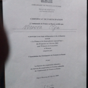 2001 - Сертификат о принятии участия в X Всероссийском семинаре преподавателей французского языка