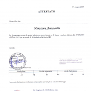 Сертификат о повышении уровня владения итальянским языком