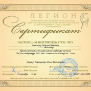 Сертификат: "ЕГЭ по литературе - 2022"