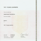 TKT: YL (Teaching Knowledge Test Young Learners, сертификат, подтверждающий знания методики преподавания английского языка для детей до 12 лет), 2018 г
