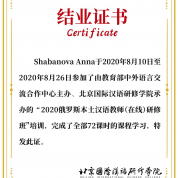 Сертификат о прохождении курсов повышения квалификации (август 2020 г.)