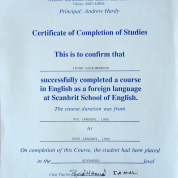 Certificate of Completion of Studies