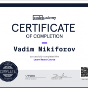 Codecademy certificate from 2016