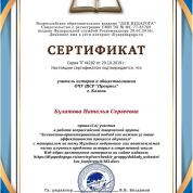 Сертификат учителя истории