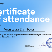 the webinar “English for relocation crafting an ESP-course”