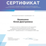 сертификат зимняя социогуманитарная школа СПБГУ 