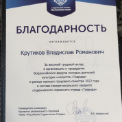 Сертификат волонтёрской и общественной деятельности