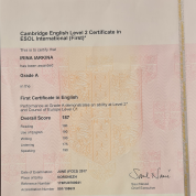 Cambridge English Level 2 Certificate in ESOL International,  Grade A - level Advanced, 2019