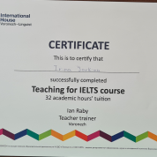 International House Certificate  "Teaching for IELTS course"