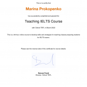 Teaching IELTS course · 2022 г.  Oxford TEFL