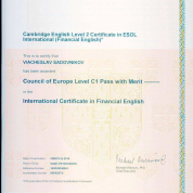 ICFE (Financial English) — Pass with merit 94/100 — владение финансовой лексикой на экспертном уровне