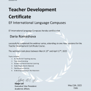 Teacher Development Certificate, EF International Language Campuses