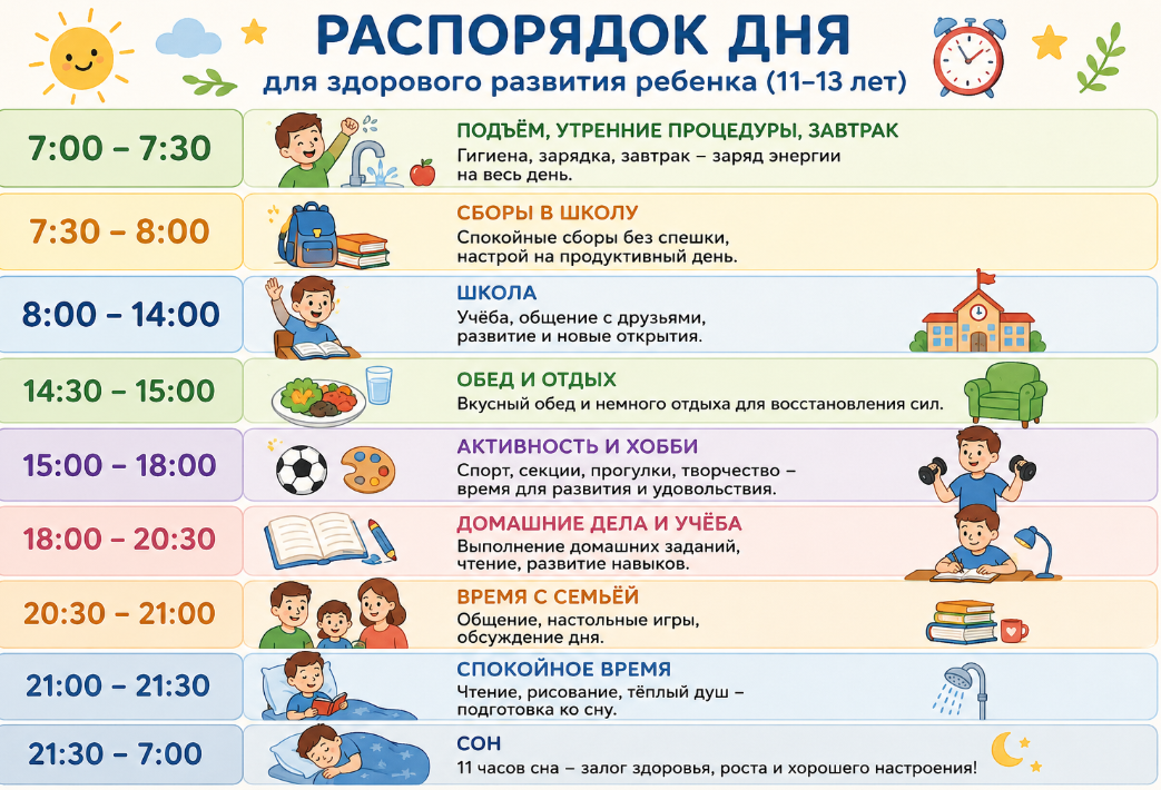 правильный распорядок дня для ребенка